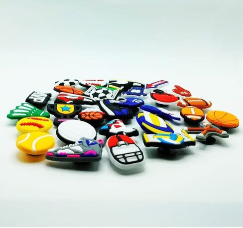 30 قطعة من الأحذية الساحرة الرياضية للأولاد، قباقيب التمساح، كرة السلة وكرة القدم اللينة والبيسبول ودبابيس أحذية كرة القدم وإكسسوارات تزيين هدايا الأطفال، زر 0.47 بوصة in Kuwait