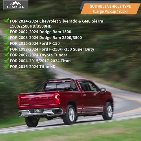 Roll Bar for Full-Size Pickup Truck Adjustable Sport Bar Chase Rack with Brake Lights Compatible with Ford F-Series, Silverado, Sierra, Ram, Titan XD, Tundra in Saudi Arabia