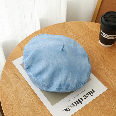 Women Blue Denim Beret French Artist Painter Beanie Hat Cap in Kuwait