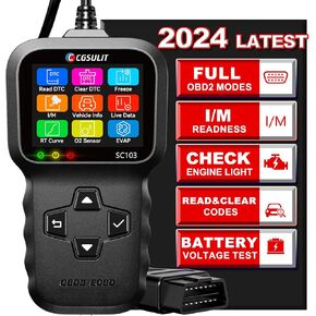 Car Code Reader OBD2 Scanner, SC103 Diagnose Tool Vehicle DTC Lookup Check Engine Light Freeze Frame Live Data Stream Voltage Test for Cars and Trucks Since 1996