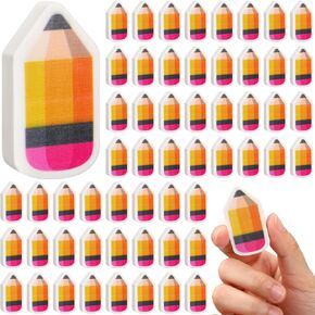 100 Pcs Back to School Erasers Gift Pencil Shaped Erasers Cute Mini Erasers Stationery Supplies for Student First Day of School Party Favors Classroom Prize Reward Gifts, 1.77 x 0.98 Inches