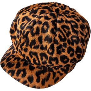 Womens Retro 70s Leopard Ivy Newsboy Cabbie Gatsby Beret Hat Cap