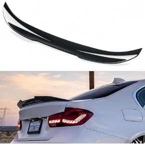 جناح خلفي للسيارة متوافق مع سلسلة 2012-2018 BMW F30 3 و2014-2019 F80 M3 سيدان، طراز PSM منقار البط لـ 318i 320i 325i 328i 330i 335i 340i، شفة جناح عالية الركل (أسود لامع)
