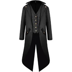 Men's Steampunk Vintage Gothic Medieval Tailcoat Jacket Victorian Coat Uniform Halloween Costume