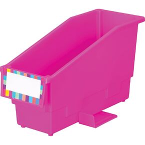 Really Good Stuff Non-Tip Book and Binder Holders with Stabilizer Wings, 5?? by 13?? by 7?? - Single, Pink| Classroom Organization and Storage Solution