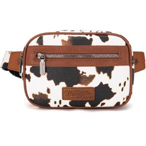 Wrangler Cow Print Waist Pack Western Belt Bag for Women with Adjustable Strap WG133-195BR