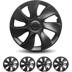 Wheel Covers for Tesla Model Y 2019-2024, 19 Inch ABS/PC Matte Black Model Y Hubcaps, Rim Protector Hub Caps Compatible with Model Y 2019 2022 2023 2024, Set of 4 PCs (Uberturbine Style)