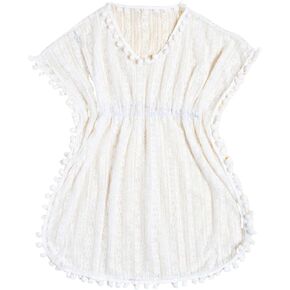 Milumia Girl's Crochet Coverups Pompom Trim Swimsuit Cover Up Beachwear