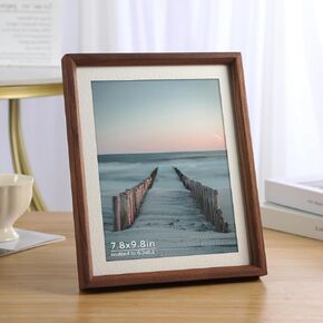 Wood Photo Frame 4x6in Matted To Display 3x5 Picture Distressed Brown Walnut Grain Photo Frame For Wall And Tabletop Decoration