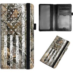 غطاء دفتر شيكات من الجلد الناعم لدفتر الشيكات الشخصي، حامل دفتر شيكات RFID للسيدات مع حامل قلم وحامل بطاقات مع مقسم - علم مموه in Kuwait