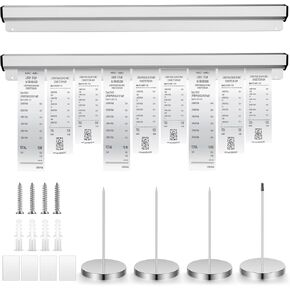 Henoyso 36 Inch Ticket Holder for Restaurant Set Including 2 Pcs 36 Inch Aluminum Ticket Rail Slide Check Rack 4 Pcs Stainless Steel Receipt Holder Spike Ticket for Kitchen Office Cafe Bar Pubs