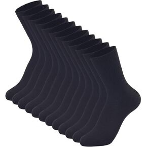 6 Pairs Long Black Crew Socks for Women Thin Casual Mid Calf Socks (Size 6-11)