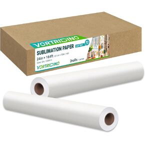 2 Rolls Fast Dry Sublimation Paper 24in x 164ft Heat Transfer Paper Dye Sublimation Paper Roll 2in Core for E*pson SureColor F570 and T3170x Printers, 95gsm