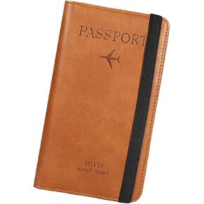 Passport Holder Rfid Blocking, Premium Leather Passport Holder Card Slots for Men/Women, Passport Wallets Document Organizer, Travel Essentials Family Passport Holder (Brown) in Kuwait