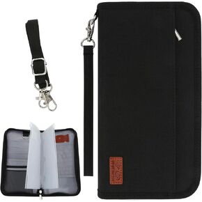 DOB SECHS Passport Holder Family for Travel, RFID Blocking Credit Cards Wallet Sleeves for Women Men, Multiple Document Organizer Pouch Bag Case Cover, Black