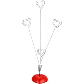 PATIKIL Place Card Holder, Memo Clip Holder Stand Tree Table Number Holders Heart Shape for Pictures Note Card Paper, Red