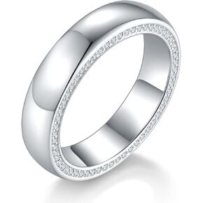 Men's Moissanite Wedding Bands Round Cut Lab Created Diamond D Color VVS1 925 Sterling Silver 5mm Width Anniversary Eternity Rings
