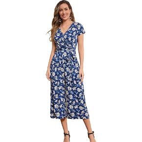 Women's Maternity Nursing Romper for Breastfeeding with Pockets V-neck Maternity Jumpsuits for Women