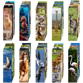 120 Pieces Animal Bulk Bookmarks for Kids, 60 Designs Book Markers for Students Cute Book Mark for Book Lovers Themed Book Markers Set for Children Students Classroom Gift from Teacher