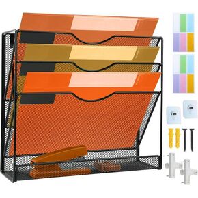 2 حزمة من 6 طبقات منظم ملفات جدار المكتب، حامل ملفات حائط معلق، منظم ملفات شبكي عمودي مثبت على الحائط مع لوحات ملصقات للمنزل المدرسي، مجموعة أظافر متضمنة in Kuwait