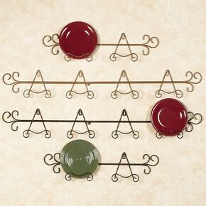Touch of Class Galla Petite Plate Rack - Antique Bronze - Metal Hanging Display, Collector Holder - Decorative Vintage Holders for Wall - 2 Plates - 24 Inches Wide
