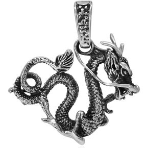 CLASSIC DRAGON - 925 Sterling Silver Pendant for Men and Women - Made in Thailand
