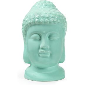 Ceramic Buddha Head Statues, Buddhism Religious Figurines,Sculpture Decoration Collection for Home and Office (Green)
