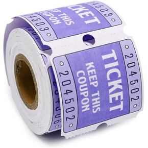 250 Raffle Tickets, 50/50 Double Roll Tickets for Raffles, Carnival, Door Prizes and Class Reward (Purple)