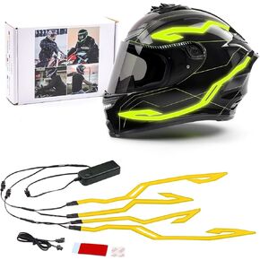Motorcycle Helmet Light Bar, Cold Light Motorcycle Helmet 4in1 Waterproof LED Sticker Kit Light Strip for Motorcycle Helmet DIY Night Signal Light(Yellow)