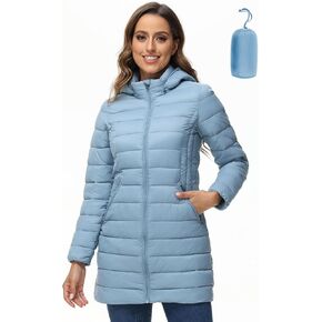 ROYAL MATRIX Women's Packable Puffer Jacket Lightweight Puffer Coat with Hood Long Winter Warm Travel Puffer Jackets