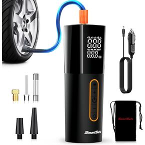 Tire Inflator Portable Air Compressor, 150 PSI Mini Air Pump for Car Tires, DC12V Smart Electric Pump With Pressure LCD Display & LED Light, 100W Small Auto Tools for Motorcycles, Bike, Ball