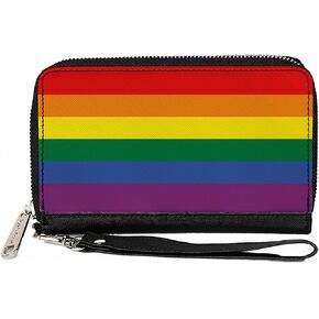 Buckle-Down Wallet, Zip Around, Flag Pride Rainbow, Vegan Leather