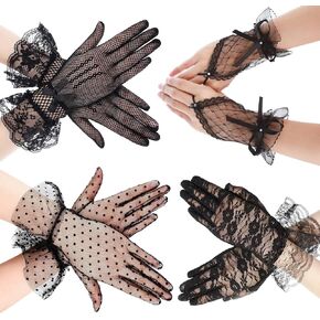 4 Pairs Lace Gloves Tea Party Gloves Wedding Lace Gloves Tea Party, Evening Gloves, Opera Gloves Fingerless Gloves Summer Gloves Prom Cosplay 1920s Costume Accessories