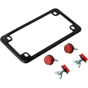 Chris Products 0612 Black Motorcycle License Plate Frame with 4 Red Reflectors (Chrome)