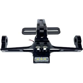 Motorcycle License Plate Bracket Black Universal Adjustable License Plate Tail Light With Lamp Lighting Holder Compatible With GSXR 1000 600 750 SV650 GSXS 950 Versys R1 R7 R6 R3