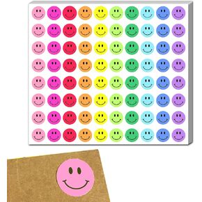 2000 Pieces, 1/2 inch - Smiling Happy Smile Face Stickers for Reward - 10 Colors