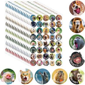 680 PCS Funny Incentive Stickers, 40 Vibrant Designs Motivational Positive Stickers, Funny Animals Reward Stickers for Teacher Classroom Encourage Kids to Do Chores Go to The Toilet (17 Sheets)