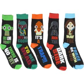 Star Wars Character Sayings Crew Socks 5 Pair Pack