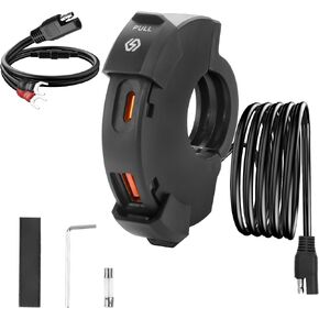 MEIRIYFA Motorcycle USB Fast Charger, USB A QC3.0 Type-C 30W PD Fast Car Charger Watherproof Motorcycle Accessories Handlebar Socket for Digital Camera, PDA, MP3 Player, Mobile Phone,GPS