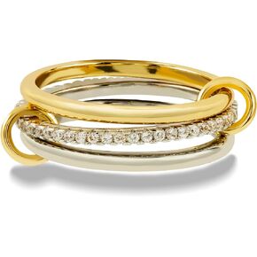 Stackable Rings for Women, Multicolored Connected Ring Set, Gold Silver Multi-Link Connected Ring, Stackable Cubic Zirconia Rings Set