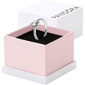 PANDORA Elevated Heart Ring - Promise Ring for Women - Layering or Stackable Ring - Sterling Silver with Clear Cubic Zirconia - Size 4.5 - With Gift Box