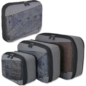 WELKINLAND 4PCS-Pack compression packing cubes, Light-Weight tripped compression cubes, Clear monos compression packing cubes, Compressible packing cubes travel, Compression packing cubes for carry on