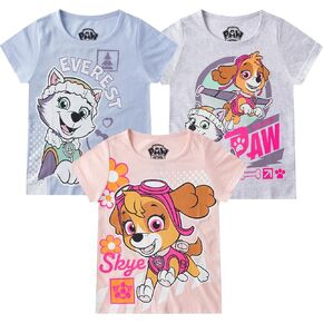 Paw Patrol Girls 3 Pack Short Sleeve T-Shirt for Toddler and Big Kids