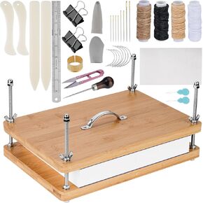 NiHome Book Press Binding Kit for Notebooks, Lesson Plans, Document Organization - Compact and Safe Bamboo Bookbinding Tool with Portable Handle for Home, School, Office