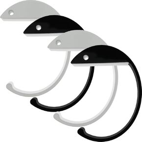 Purse Hook for Table 4 Pcs C-Style Aluminum Alloy Bag Hanger Desk Purse Table Hook Anti-Slip Under Desk Backpack Hook, Black + White