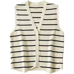 Sweater Vest Cable Knit Sweater Vest Women Striped Knitted Stripe Sweater Vest Women Old Money Aesthetic