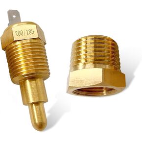 Miytsya 1 PC Car Cooling Fan Switch with 3/8In Pipe Thread, Temperature Control Fan for 200 to 185, Universal Automotive Thermostat Switch Accessory for 10In 12In 14In 16In Fan (Gold)