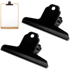 Large Bull Paper Clips, 2Pcs Bull Clips Long Bulldog Clips Thickened Metal Binder Paper Clip Clamps for Office Kitchen Drawing Board(Black)