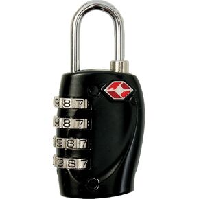 Baumgartens Four-Dial TSA Travel Lock, Metal, Black/Silver