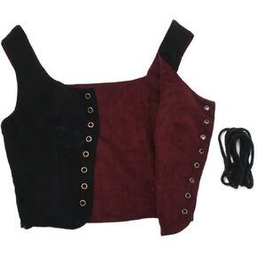 Women's Reversible Suede Vest Renaissance Pirates Vest Steampunk Gothic Medieval Corset Top